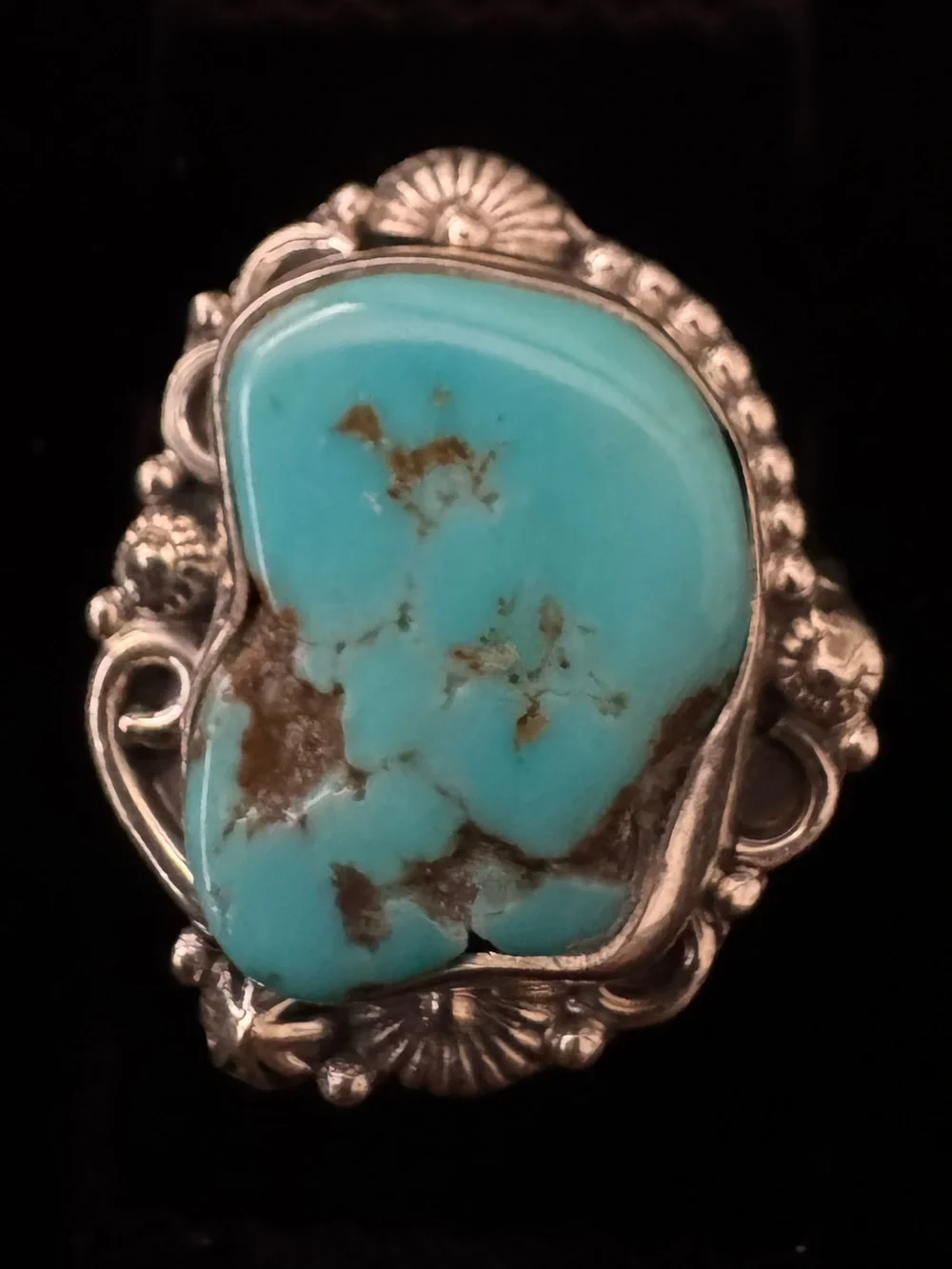 Genuine Kingman Turquoise Stone sterling‎ Silver statement Ring
